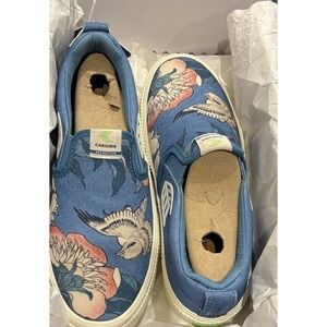 Hokusai SLIP-ON Peonies and Canary Print Canvas Sneaker Women Size‎ 5